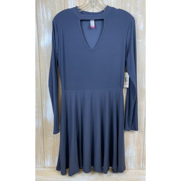 No Boundaries Womens Juniors Large 11-13 Long Sleeve Blue Gray Dress Cut Out NWT - Picture 1 of 6